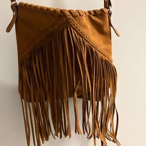 EXPRESS Brown Fringe Suede Bag